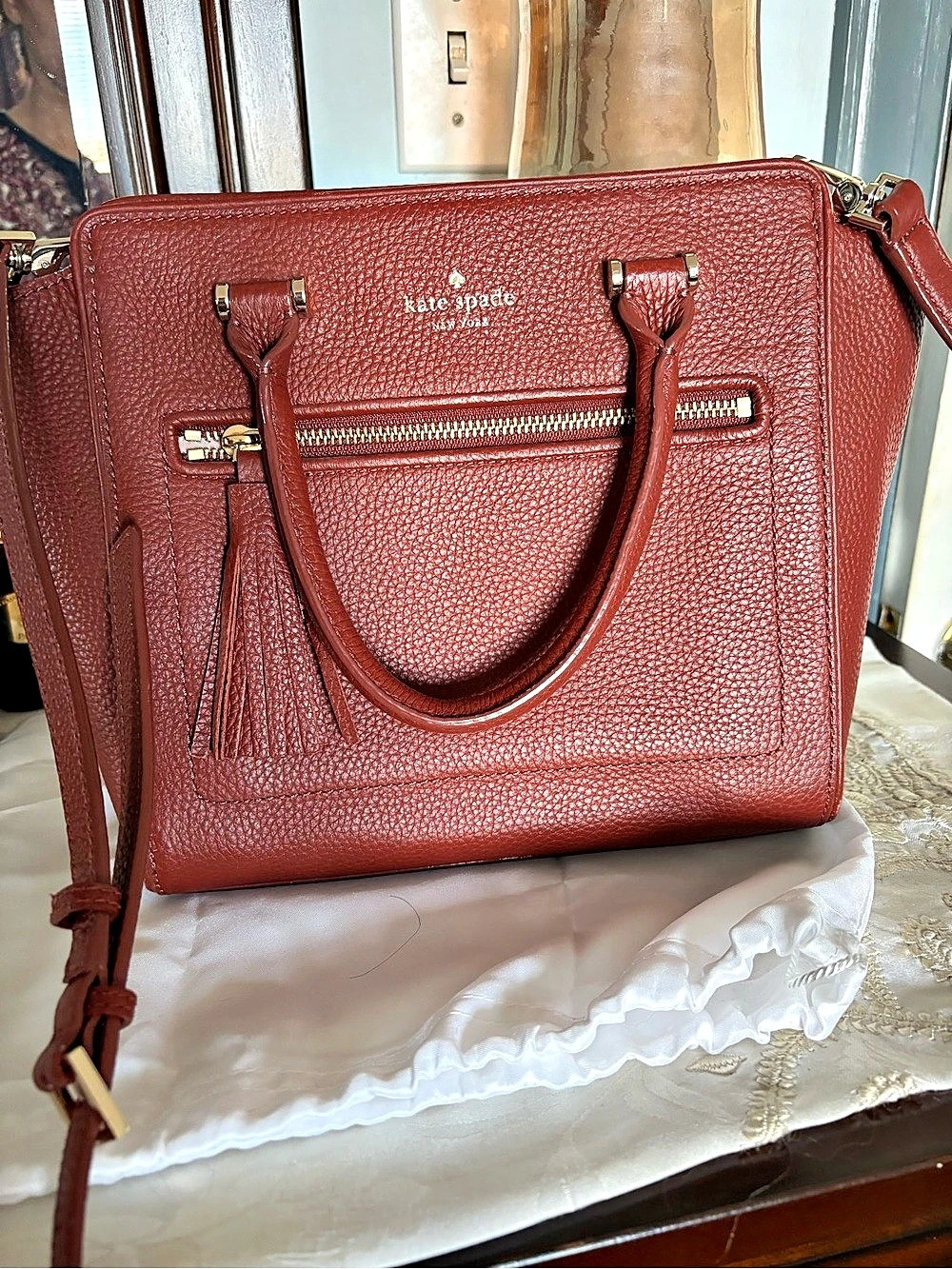 Kate Spade Leather Satchel in Red Like New